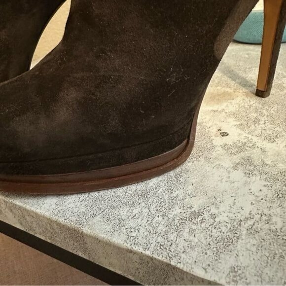 Casadei Browns Suede Ankle Boots Platform Heeled Size 8.5 - Picture 10 of 11